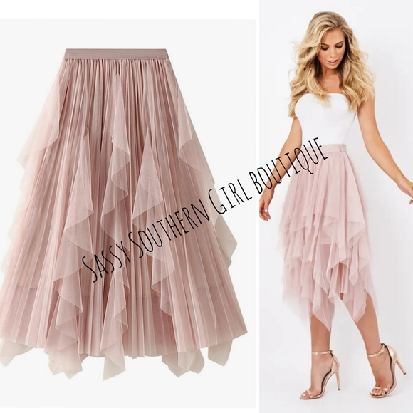 🆕⭐ Blush pink tulle midi skirt - Picture 1 of 13